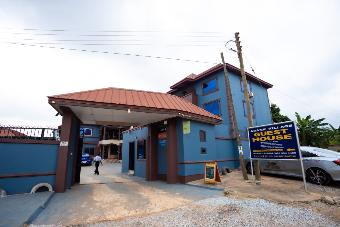Full view of the Abank Village Guest House blocks and perimeter wall