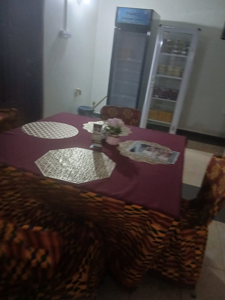 Set dining table with chilled drinks display at Abank Village restaurant