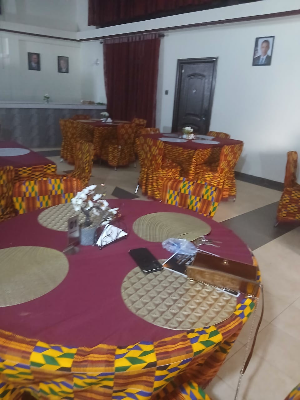 Abank Village restaurant interior with seating and service area